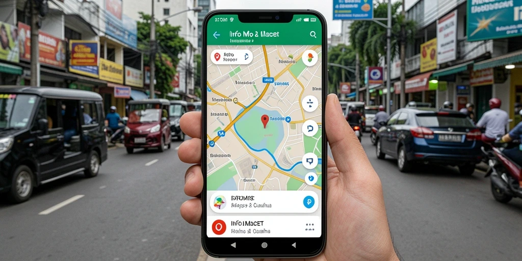 Tampilan antarmuka aplikasi ATOM138 yang menunjukkan peta lalu lintas terkini.