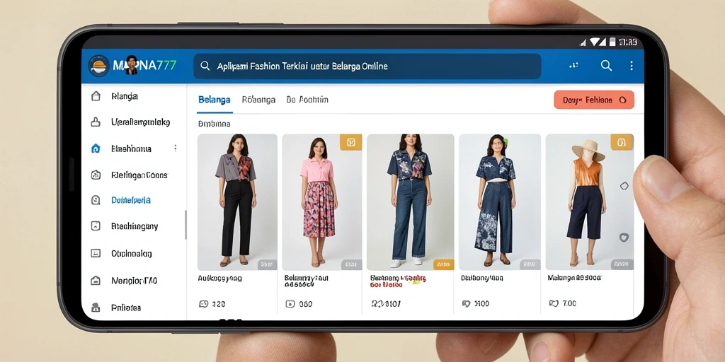 Tampilan antarmuka aplikasi MAPNA777 dengan kategori Fashion yang menarik.