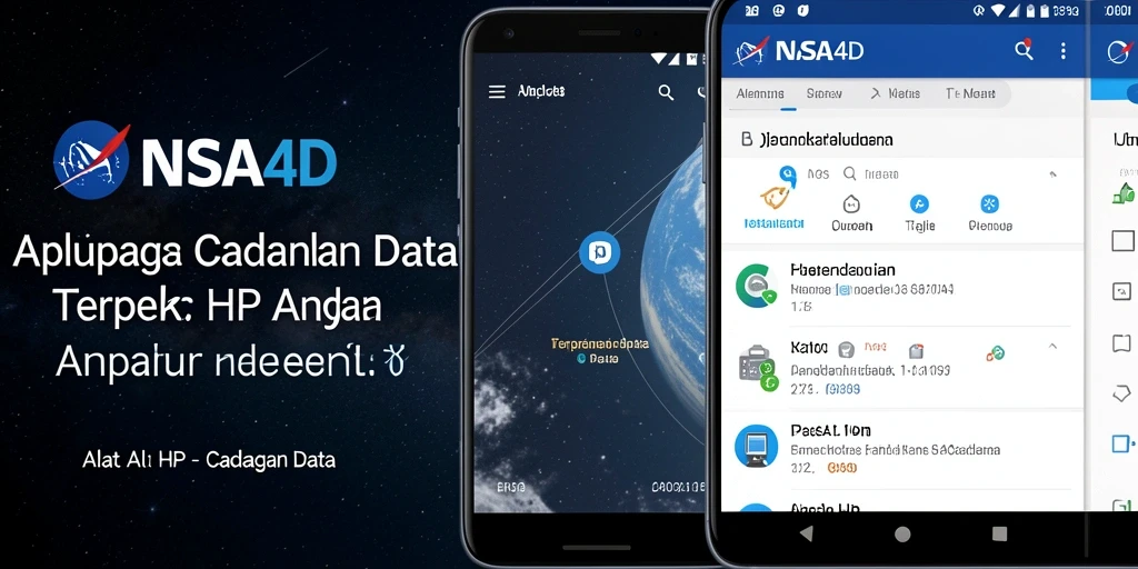Screenshot aplikasi NASA4D menunjukkan antarmuka Cadangan Data yang sederhana.