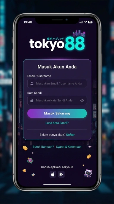 Tampilan halaman login tokyo88